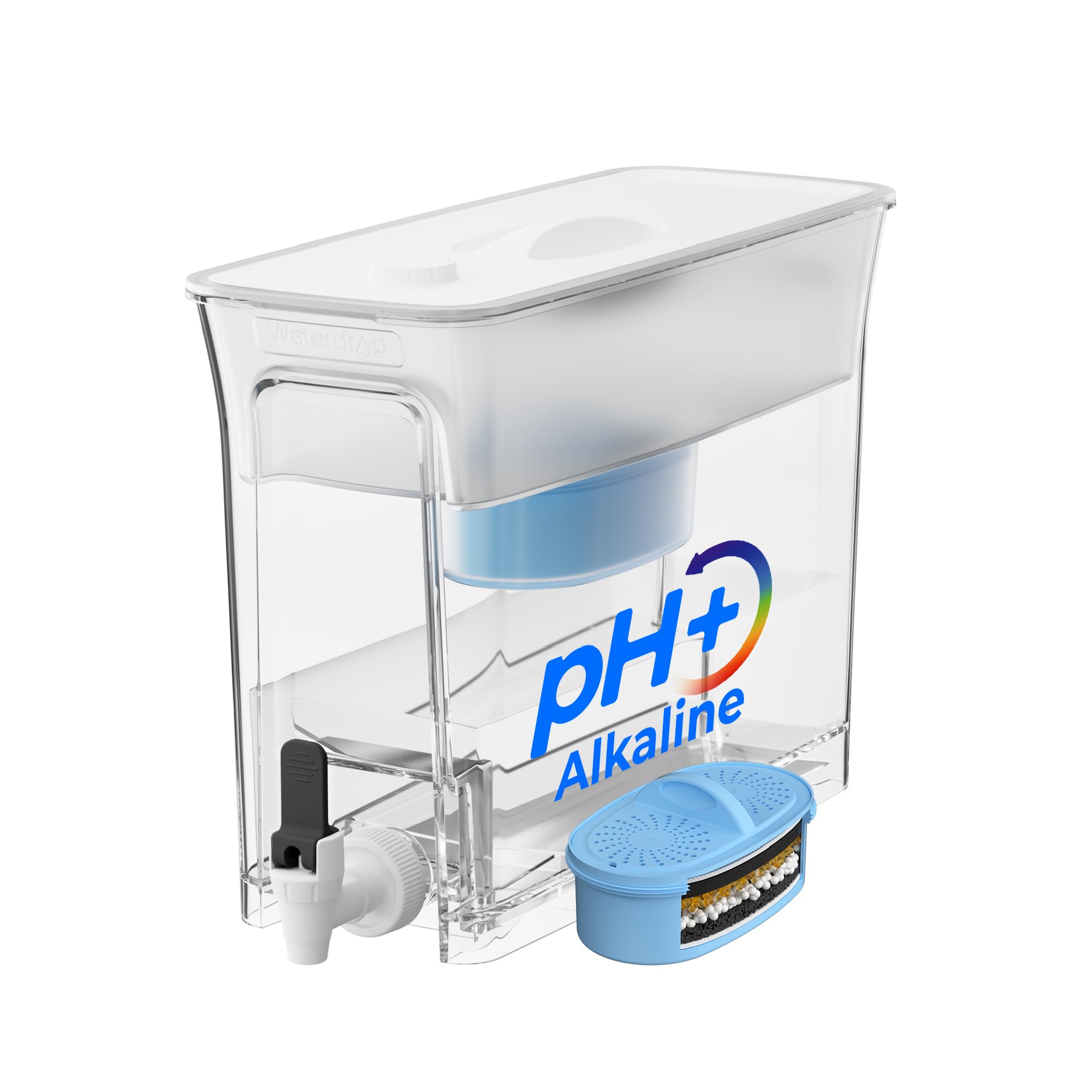 Waterdrop Slim Alkaline Water Filter Dispenser, 35-Cup, Large Capacity, 100-Gallon Long-Life, Faster Filtration, Reduces Chlorine, PFOA/PFOS and More,