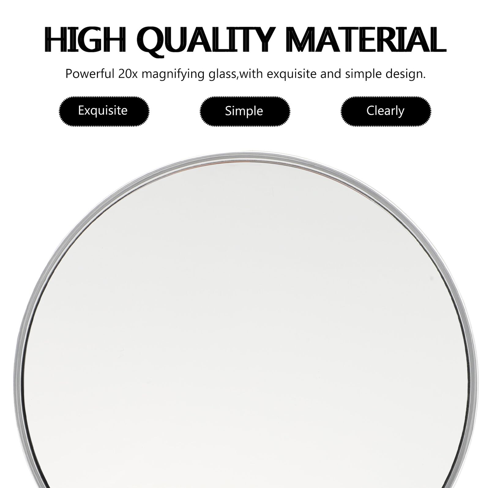 TOPBATHY Specchio per Portatile 20x Ventosa, Ingrandimento Alto, Superficie Rotonda 150mm in Acrilico Argento, per Cura Personale e Lenti a Contatto