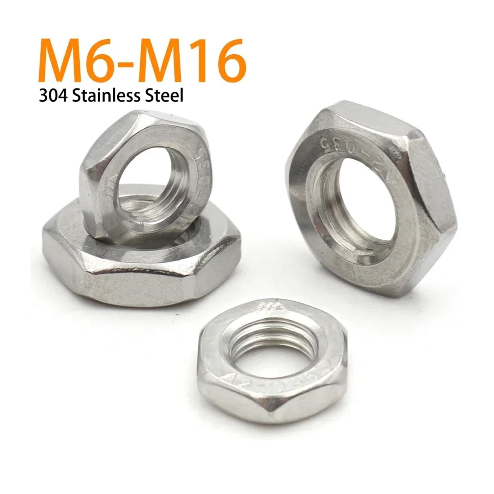 5–10 Stück DIN439 A2 304 Edelstahl, Steigung 0,75/1/1,25/1,5, Feingewinde, Sechskant, ultradünne Flachmutter(M14x1.5 (5pcs))