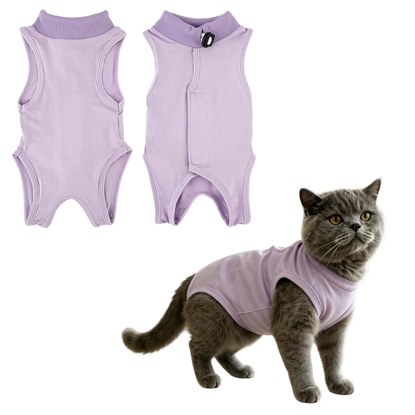 2 PCS Cat Post Surgery Recovery Suit, small Cat Recovery Suit Post Surgery for Females, Surgical Recovery Suit for Abdominal Wound Care Anti Licking Kitten Onesie for Skin Healing (Purple S)