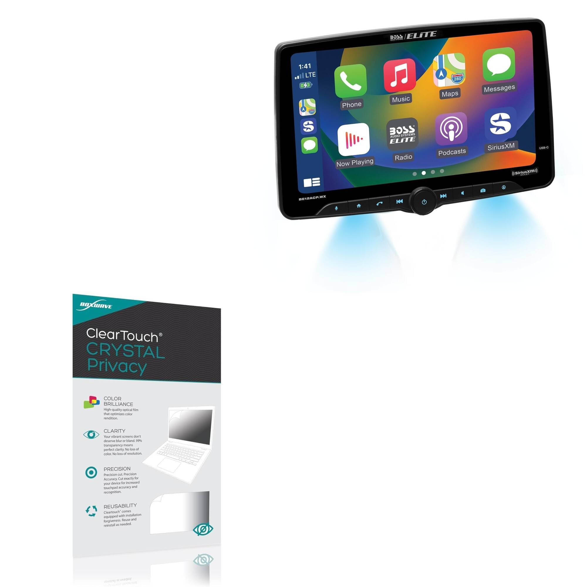 BoxWave Screen Protector Compatible with BOSS Audio Elite BE12ACP.WX - ClearTouch Crystal Privacy (2-Pack), Privacy Screen Protector Flexible Film Clear