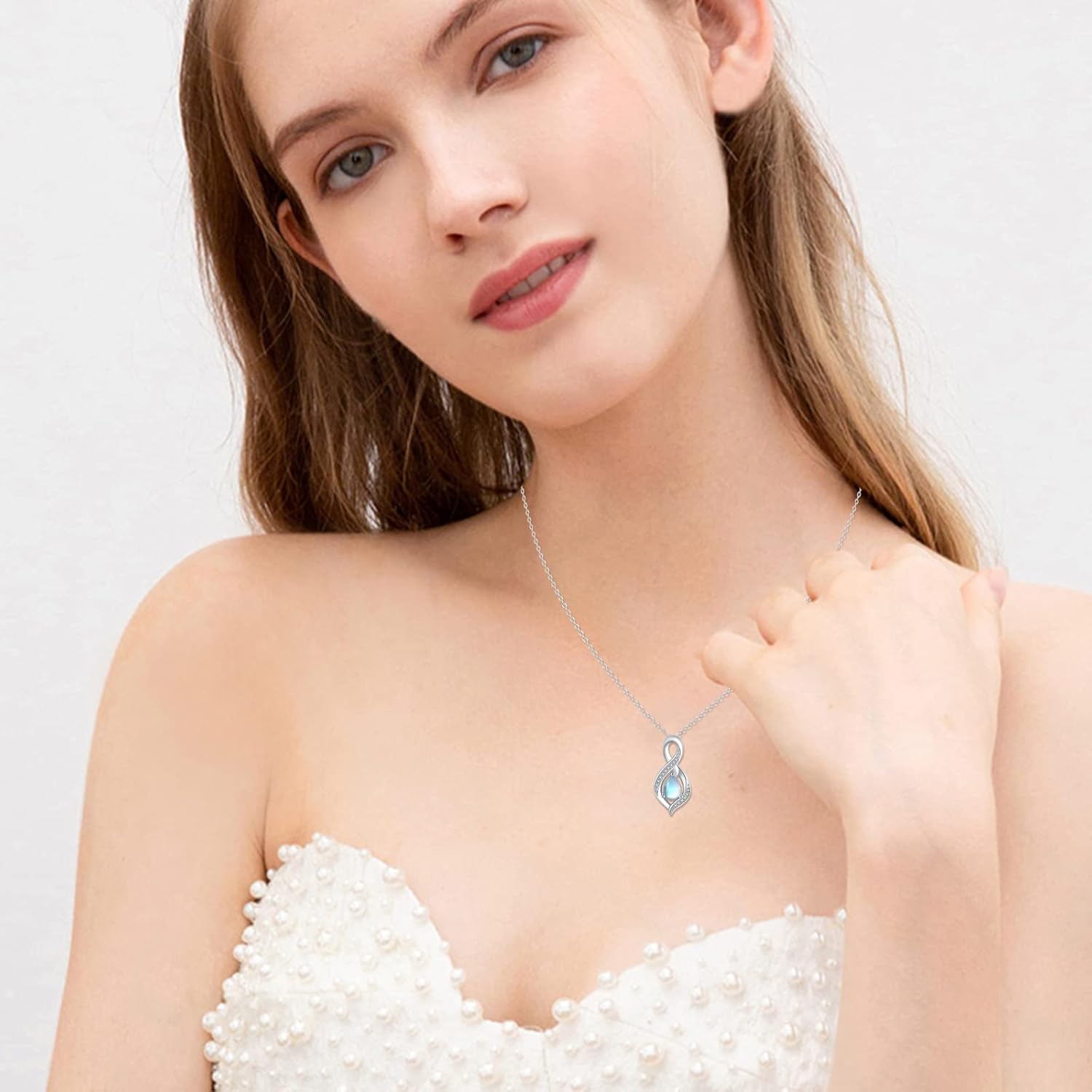 Infinity Birthstone Necklace for Women - 925 Sterling Silver Teardrop Pendant with Genuine Birthstone, Personalized Birthday Gift Jewelry for Her, Mom, Wife, Valentine's Day.18+ 2 "Extender - Image 4