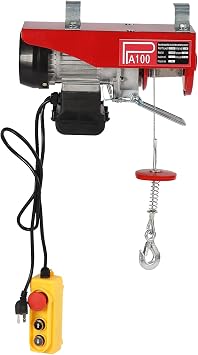 220lbs Electric Hoist Electric Lift with Remote Control & Single/Double Slings Portable 110V Electric Winch Electric Stair Lift for Lifting in Factories Warehouses Construction Site Mine Filed