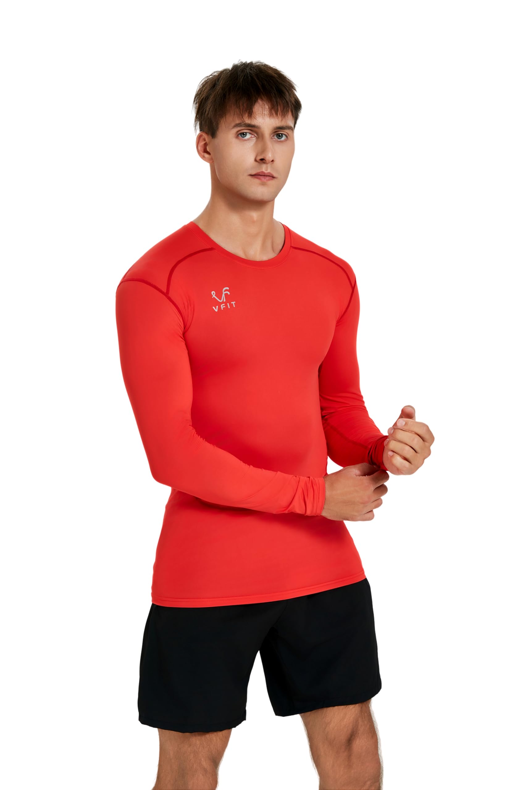 vf VFIT Langarm-Kompressions-T-Shirt für Herren Sport Fitnessstudio Fitness Laufen atmungsaktiv schnell trocknend Thermisch Elastisches Gewebe Eng Anliegend