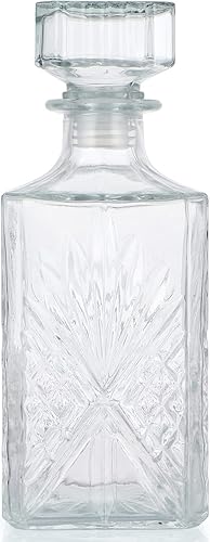 Miniatura 2 de MDLUU Decantador de vidrio con tapón hermético botella decantadora de licor de 304fl oz304 onzas para vino whisky brandy vodka flor grabada