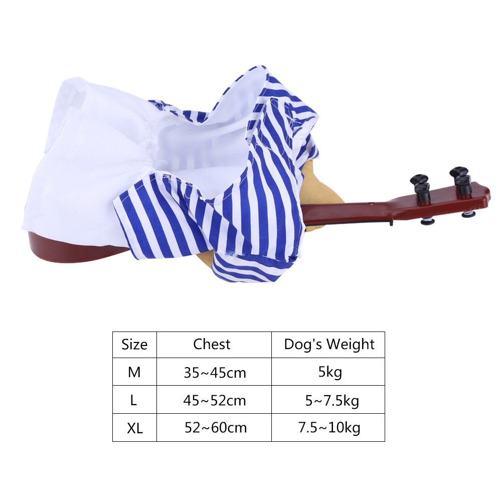 Dog Costume Christmas Funny Pet Cosplay Outfit Clothes Halloween Theme Party Dress Suit Guitar Player Clothes(M) - Image 3