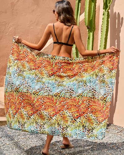Image of Eicolorte Womens Beach Cover Up Chiffon Sheer Bikini Beach Swimsuit Coverup Sarong Pareo Wraps for Women