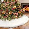 AerWo Faux Fur Christmas Tree Skirt 48 inches Snowy White Tree Skirts for Christmas Holiday Winter Decorations