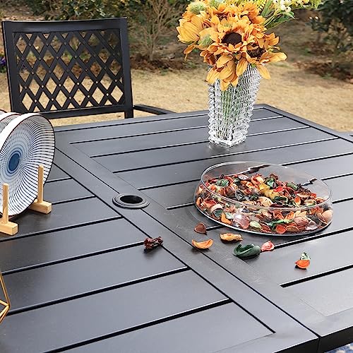 Phi Villa Patio Dining Set 7 Pcs 1 Metal Dining Table And 6 Patio Stackable Chairs For Outdoor Backyard Bistro Furniture Set #TOP4