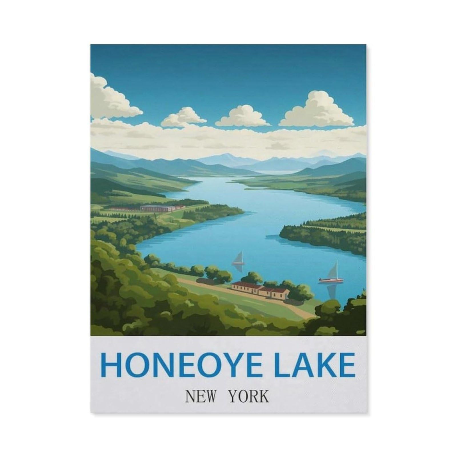 Lake New York，Funny Tin Sign Retro Metal Sign for Home Farm Toilet Restroom Washroom Wall Decor Gift(20x30cm）8x12 inch-ED49