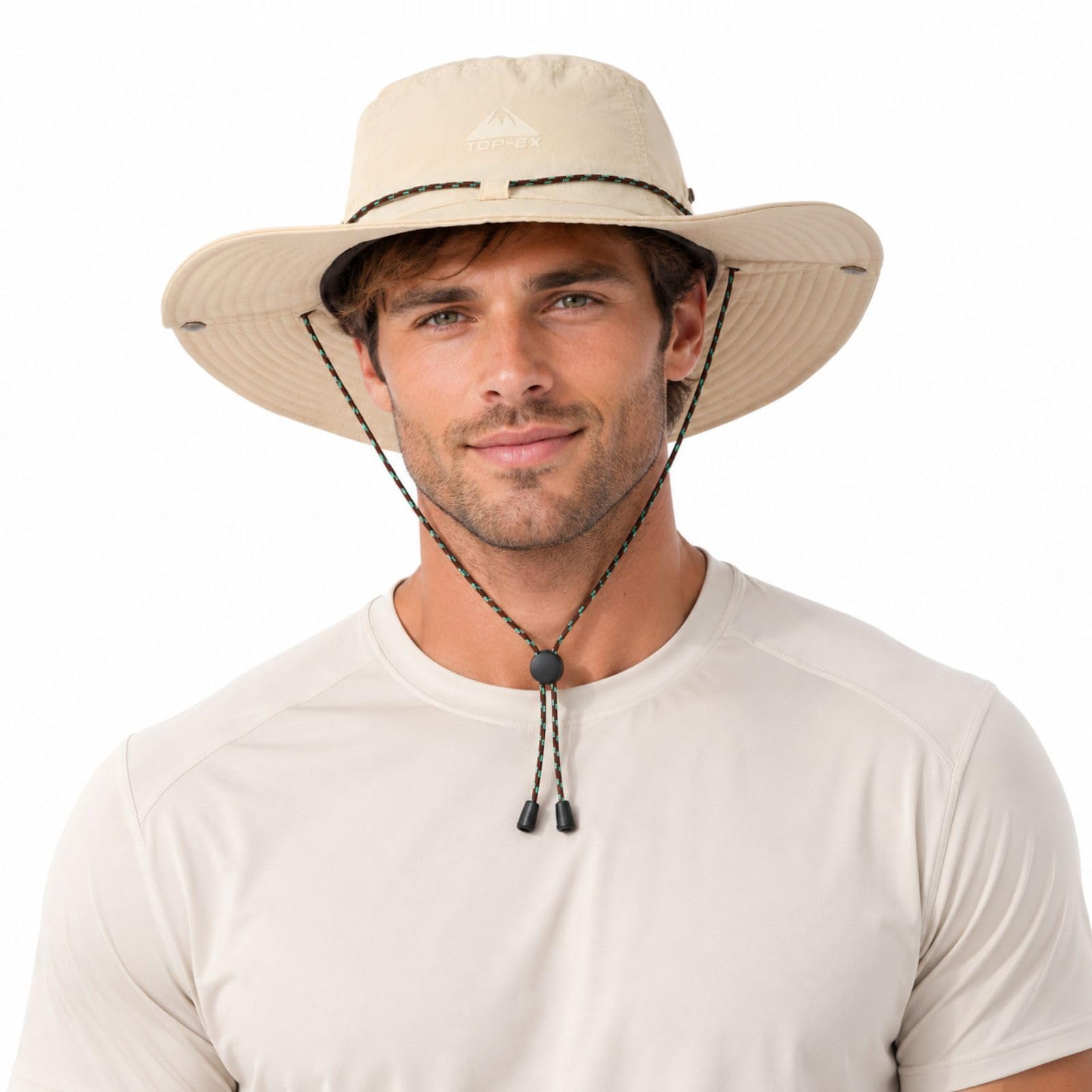 TOP-EX Chapeau de soleil imperméable pour homme et femme avec protection UV UPF 50, respirant, pour la randonnée, la pêche, réglable, pliable, grande tête