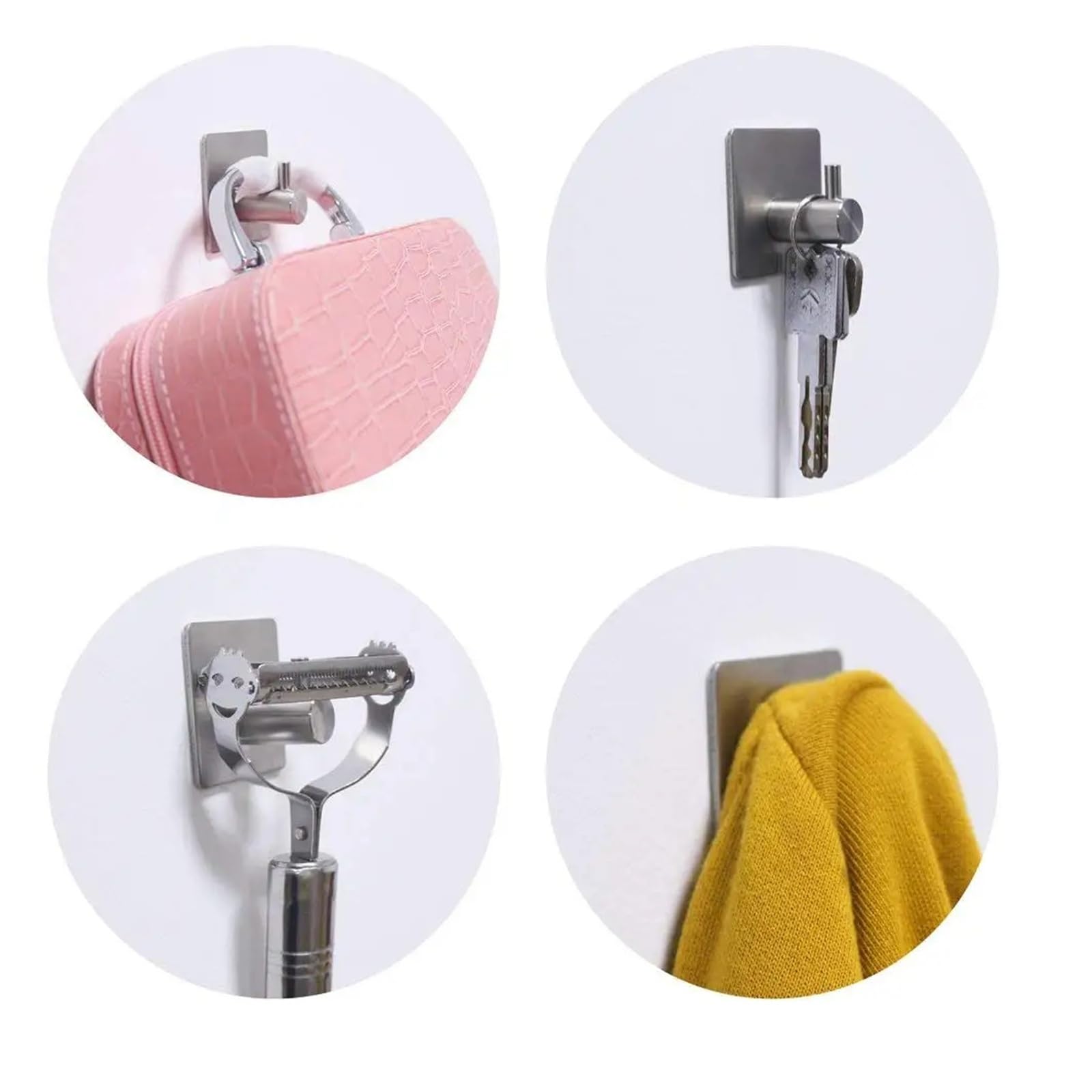 Gancho Autoadhesivo De Acero Inoxidable 3M, Gancho For Puerta De Pared, Percha For Ropa(Black 3 Hook)