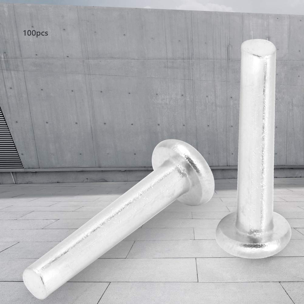 Zouminy100pcs Flat Head Aluminum Rivets Solid Countersunk Rivets M2.5*14/16mm Heavy Duty Tape(M2.5*16)