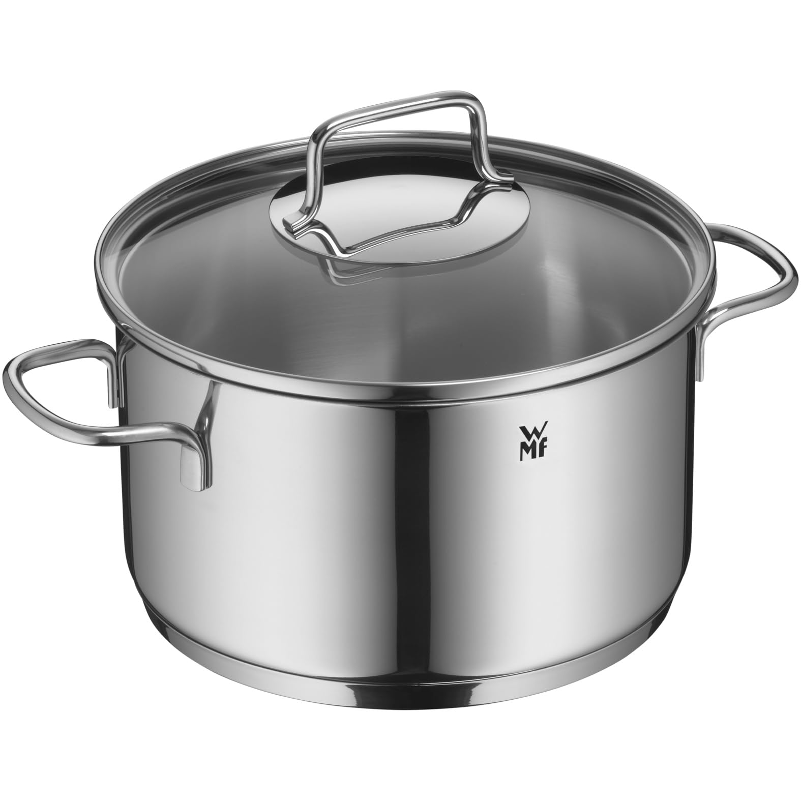 WMF Astoria set de casseroles induction 6 pièces, set de casseroles avec couvercle en verre, acier inoxydable poli Cromargan, set de casseroles à induction non revêtu