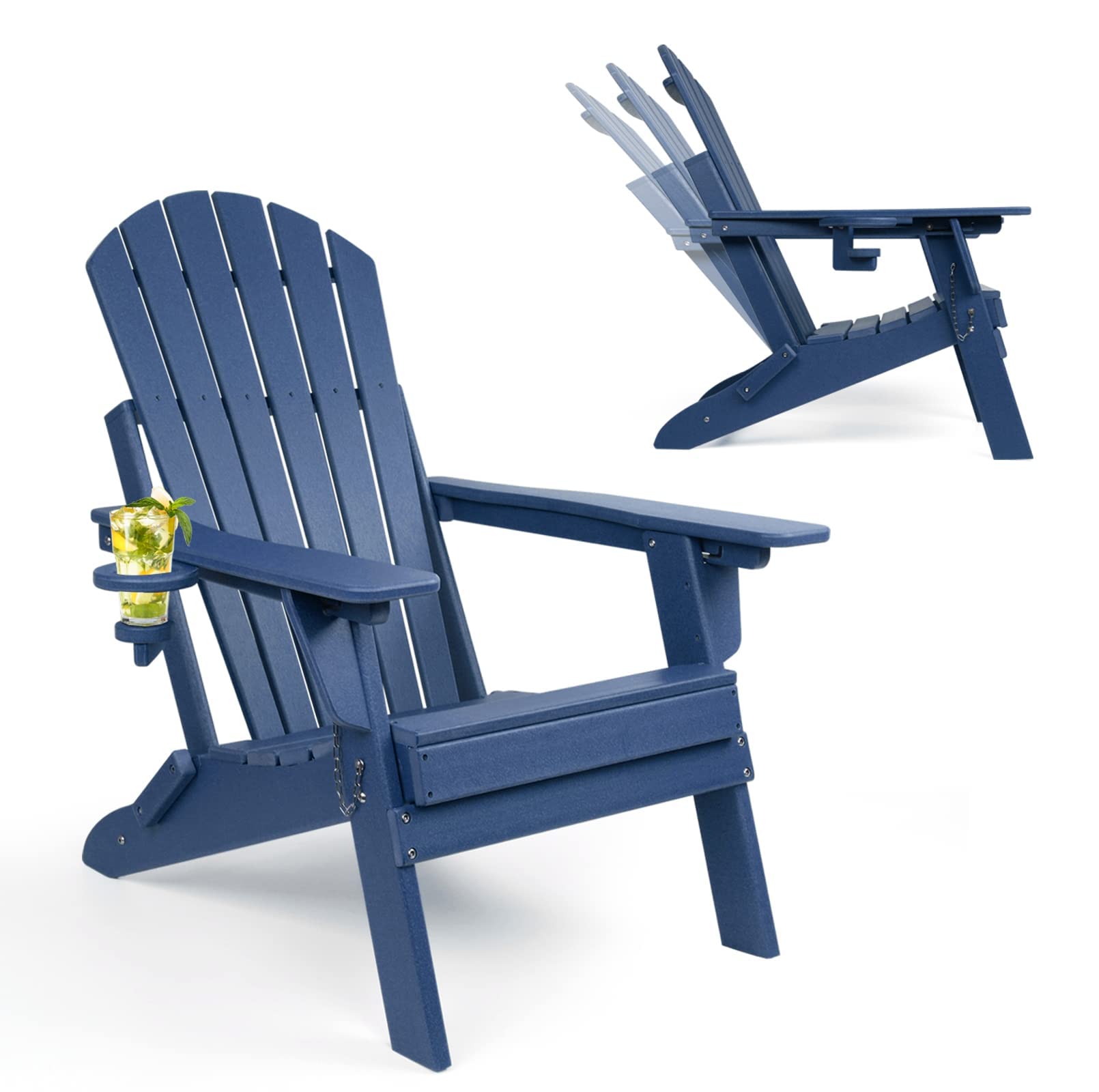 FUNBERRY Oversized Folding Adirondack Chair with Adjustable Backrest 400LBS