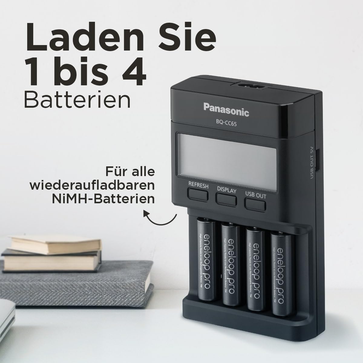 eneloop PRO-Ladegerät für 1-4 AA/AAA NI-MH Akkus 2 Stunden Ladezeit