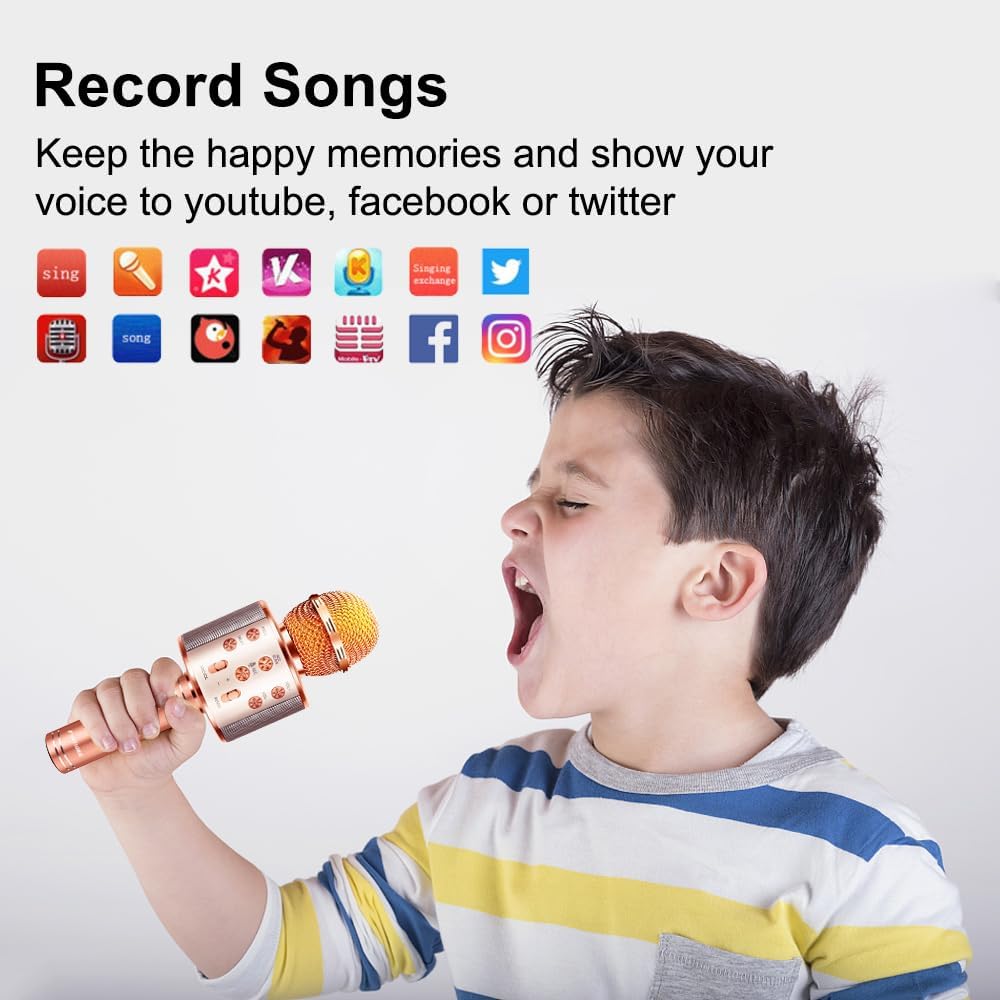 Microphone for Kids Voice Change Karaoke Microphone Kids Girl Gifts Handheld Wireless Bluetooth Microphone Home Party Favor Mic Microphones Kids Christmas Birthday Gifts - Image 4