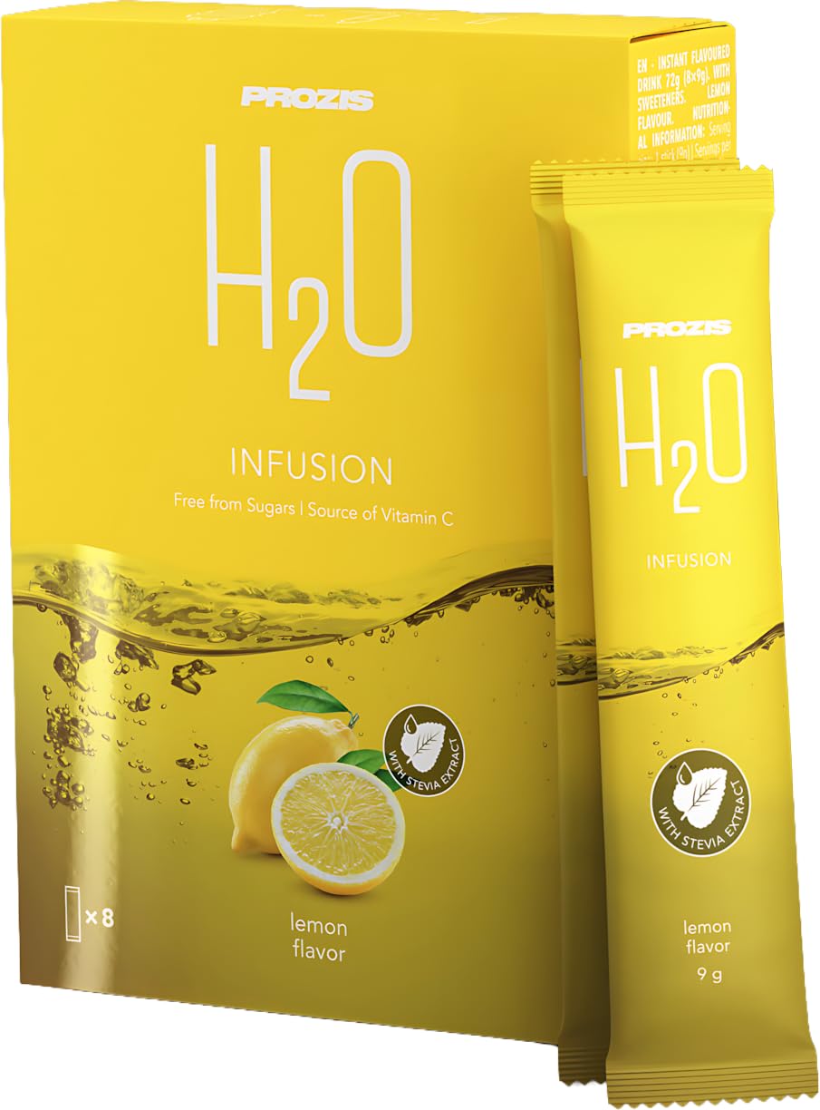 Prozis H2O 12 x 9 gr - Preparado instantáneo soluble para beber sin azúcares, muti sabores a elección (limonada fresca)
