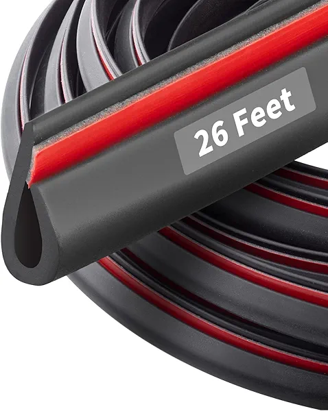 26 Feet Rubber Edge Trim Weather Stripping, BISOTHAI Self-Adhesive Rubber U Channel Edge Trim for Car Doors, Hatches, and Glass, Steel Plates, Easy Cut to Size(Black)