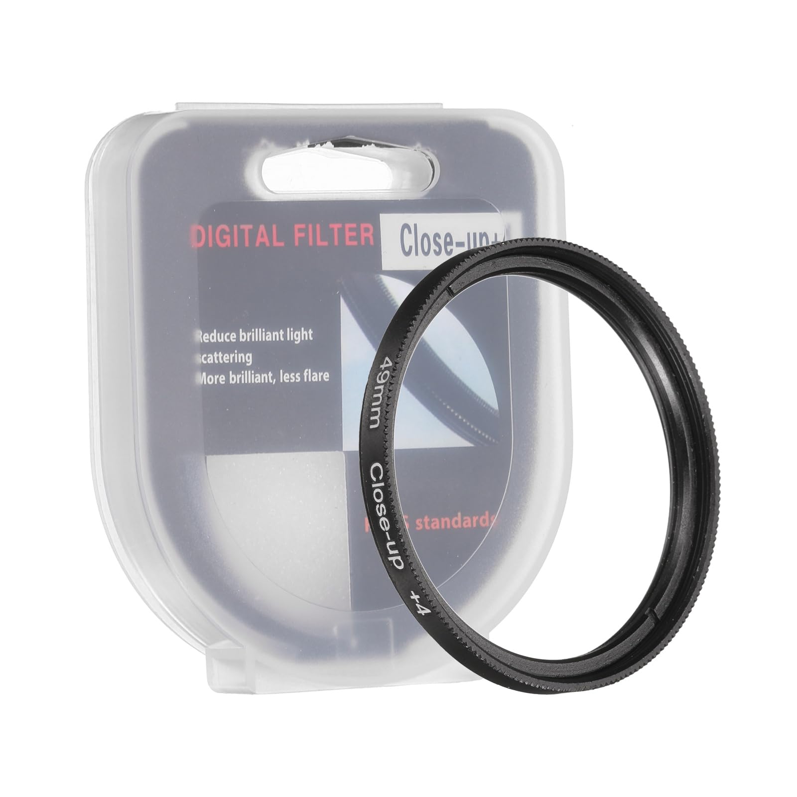 PATIKIL 49 mm filtr zbliżeniowy filtr obiektywu makro +4 dioptrie powiększenie soczewki zbliżeniowe z kamerą nasadkową, czarny