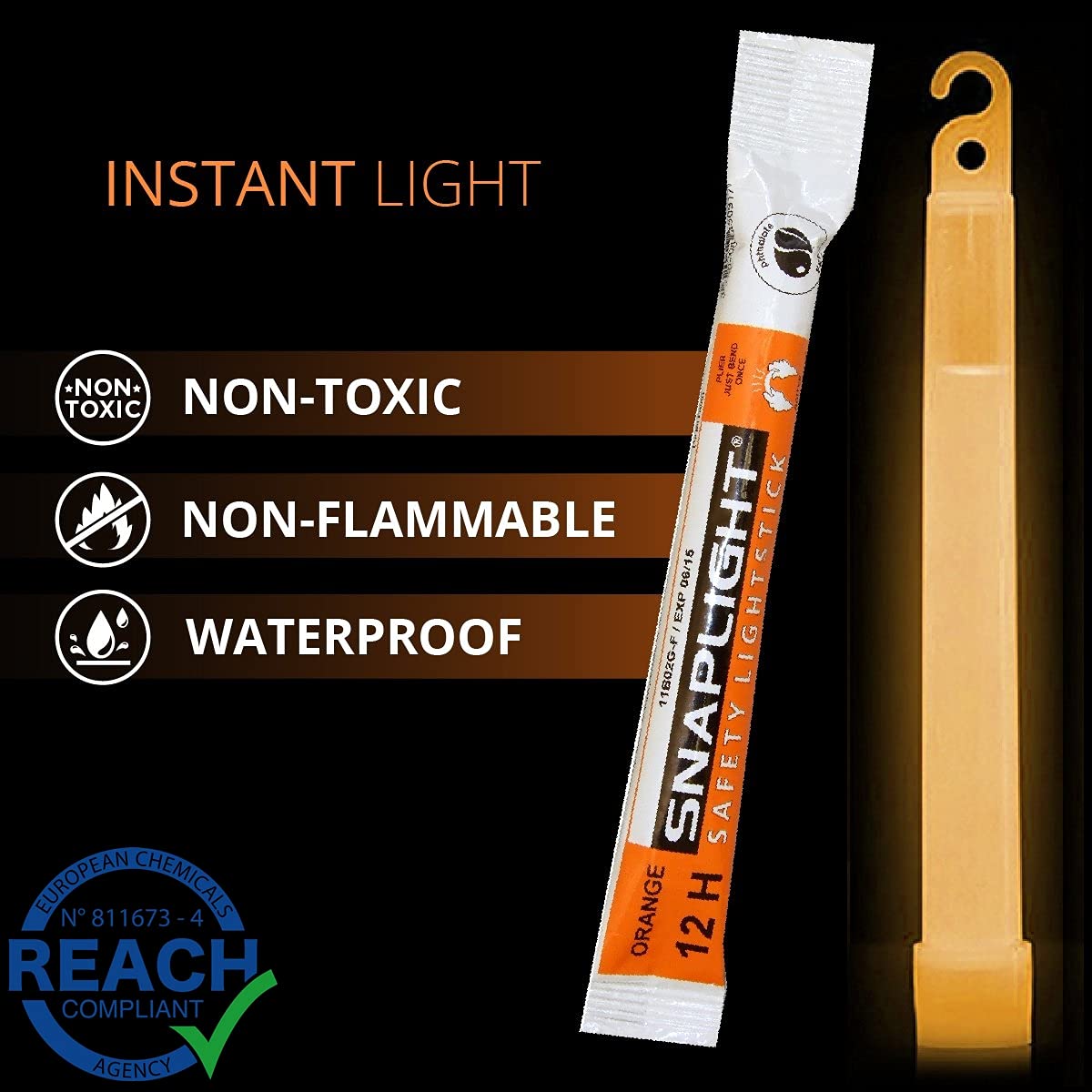 Cyalume SnapLight Orange 15cm Bâton Lumineux Glow Stick Light Stick Fluorescent Durée 12 heures (Boîte de 20)