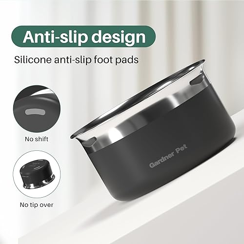 Miniatura 6 de Gardner Pet Cuencos para perros de 1 galón (3.85L) de acero inoxidable sin derrames, cuenco de agua para perros, cuencos de metal con alimentación