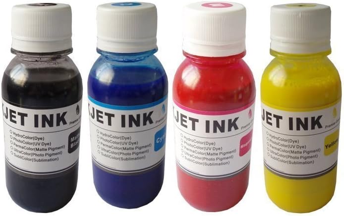 Compatible Sublimation ink,heat press ink for Epson WF-7510 WF-7520 WF-7010;WF-3520 WF-3540;for mugs,t-shirts,plates,mouse mats,polyester fabrics etc.400ml (100ml each cyan magenta yellow and black)