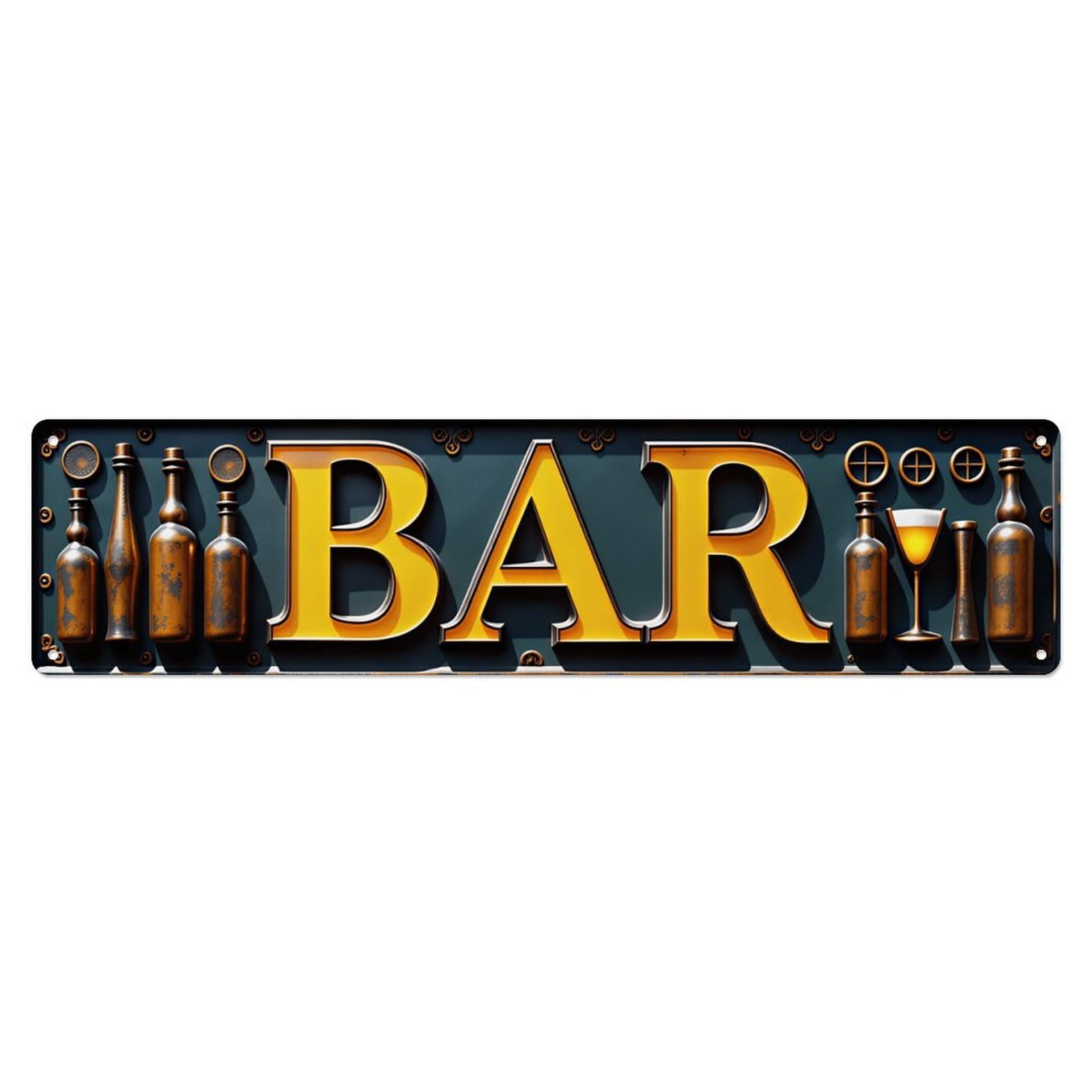 BAR Vintage Bar Sign Vintage Aluminium Metal Sign, Retro Wall Decor for Home, Bar, Garage & Farmhouse 10 * 40cm