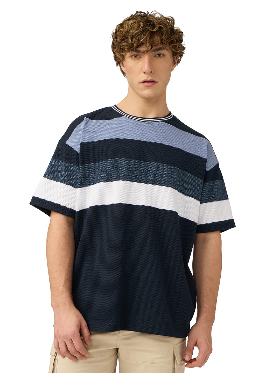 Stripes: Nautical Men and Boys Short Sleeves Round Neck Cotton Oversized T-Shirts