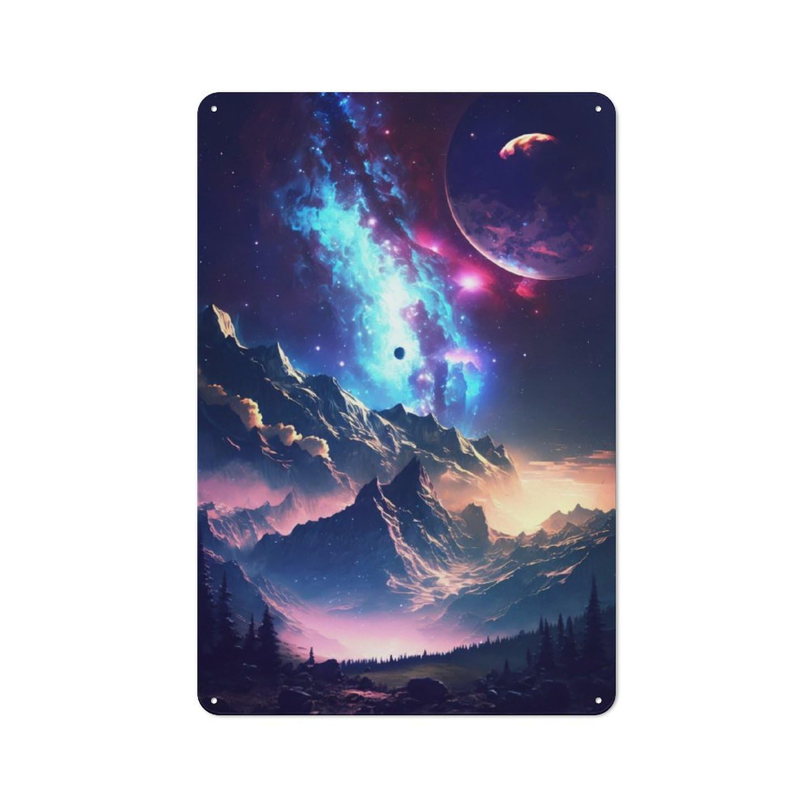 Junmoney Peak Of Mountain Landscape Retro Metal Plaque 30X20cm For Bar Or Restaurant, Suited To Restaurant Interior Fans