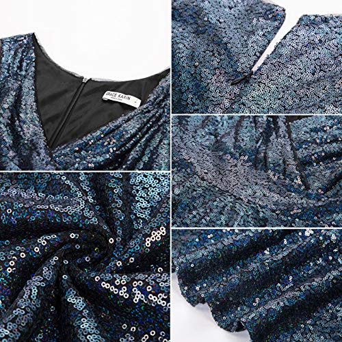 Image of GRACE KARIN Women's Sparkly Sequin Cocktail Dresses Formal Prom Party A Line Dresses Wedding Guest Glitter Midi Dress