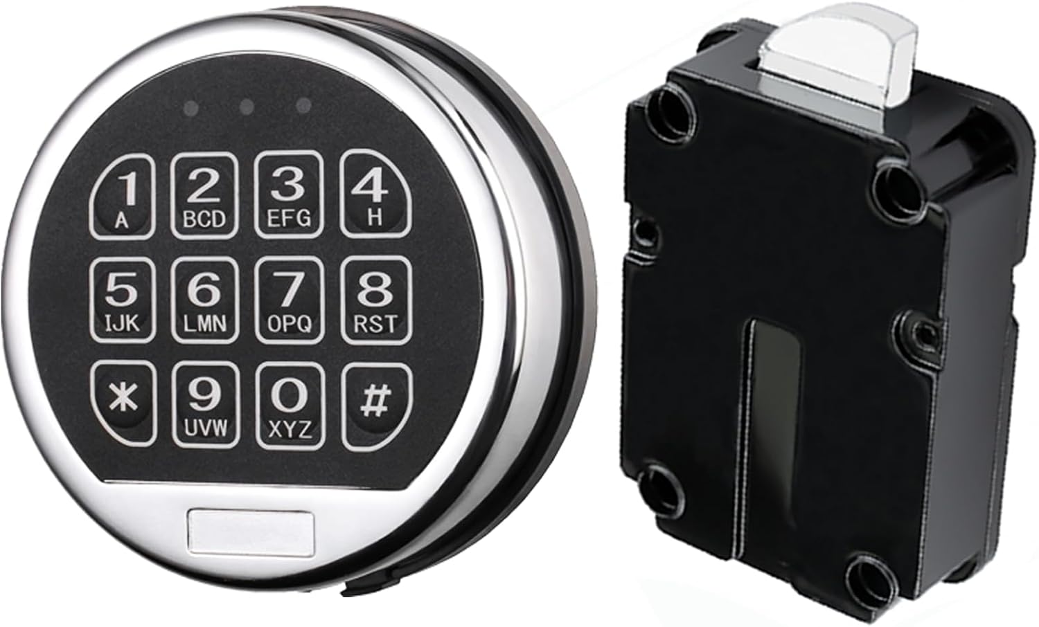 Electronic Safe Lock Gun Safe Lock Replacement with Swing Bolt Lock, Chrome Digital Keypad High Security Fireproof Safe Box
