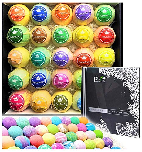 Natural Bath Bombs Gift Set for Women. 50 Essential Oil Bath Bombs with Organic & Moisturizing Pure Goodness. Sulfate Free Sensitive Skin Bath Bomb Set. Pamper Yourself Card