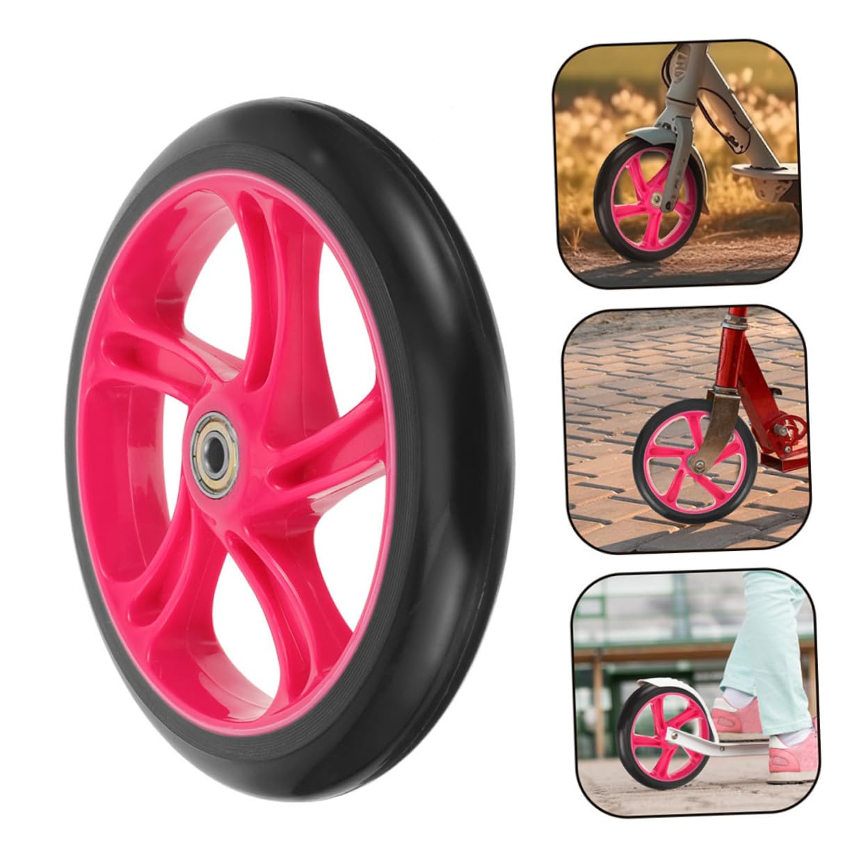 Roue de Trottinette Antidérapante Lot de 2 en PU Résistant à l'usure Diamètre 175 Mm Facile à Installer Compatible Skateboard et Scooter Électrique