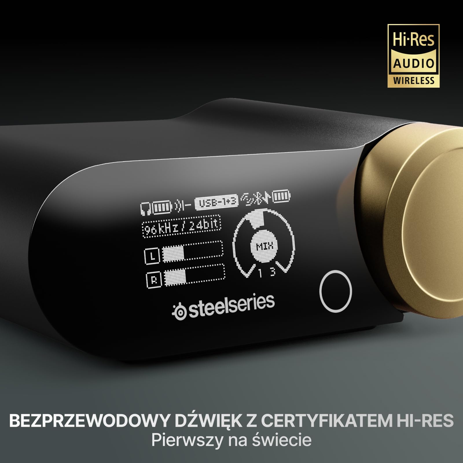 SteelSeries Arctis Nova Elite – Bezp. zestaw słuch. Hi-Res - 96 kHz/24 bitów - Głośniki z wł. węgl. - ANC - Red. szumów SI - Aplik. - 2,4 GHz + BT - Miks wielu źródeł - OmniPlay PC+PlayStation+Xbox