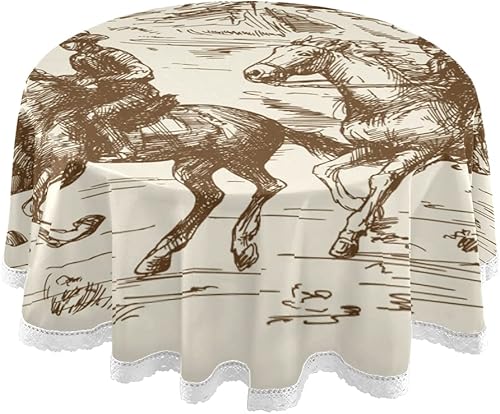 xigua Western Desert Cowboy - Mantel redondo de 60 pulgadas, mantel circular para fiesta al aire libre, picnic, restaurante