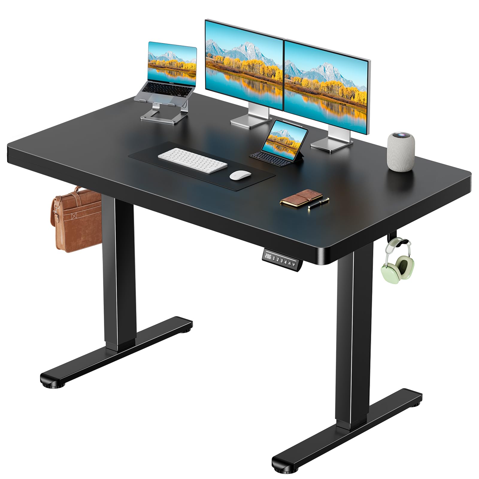 Photo 1 of Marsail 48 x 30 Electric Standing Desk with One-Piece Desktop, Sit Stand Desk with Thickened Tabletop, Height Adjustable Stand Up Desk with Cable Management for Home Office(Frame+Desktop, 2 Packages)