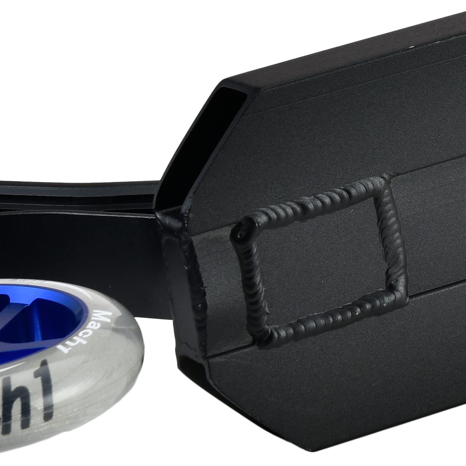 Mach1 Stunt Scooter Kierownica 360° – kółka 120 mm z aluminiowym rdzeniem i łożyskami kulkowymi ABEC 9, hulajnoga, Fun Stunts Trick Roller dla dzieci od 6 lat (czarno-niebieska z przezroczystymi kółkami)