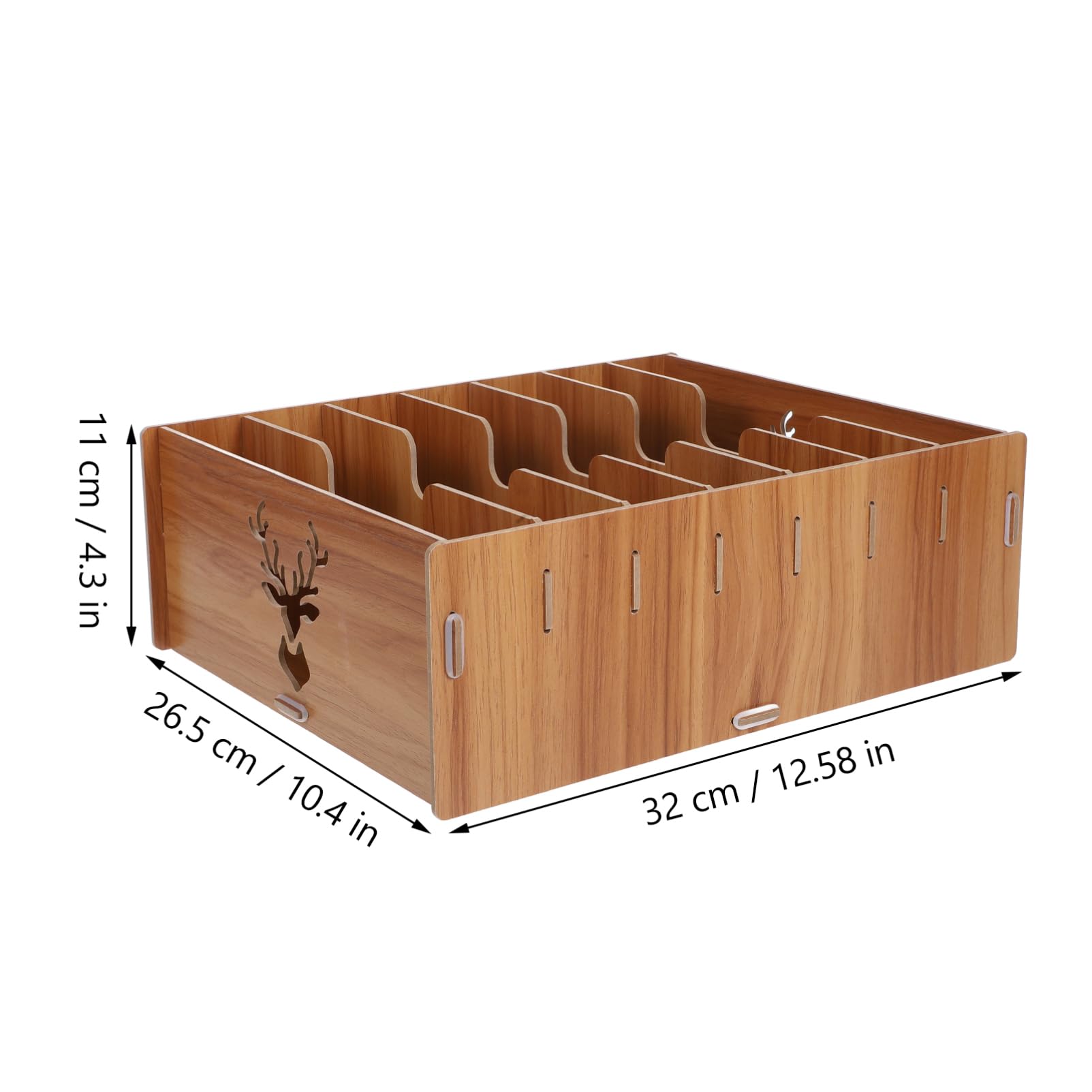 Caja de Almacenamiento de Documentos de Madera Marrón para Escritorio | Organizador de Mesa de Oficina, Clasificador de Facturas y Correo, Incluye Guía de Instalación