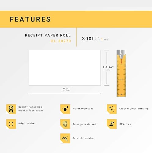 Miniatura 4 de HOUSELABELS DYMO 30270 - Papel de recibo continuo compatible (2-716 pulgadas x 300 pies) compatible con impresoras de escritorio DYMO LW 450, 4XL,