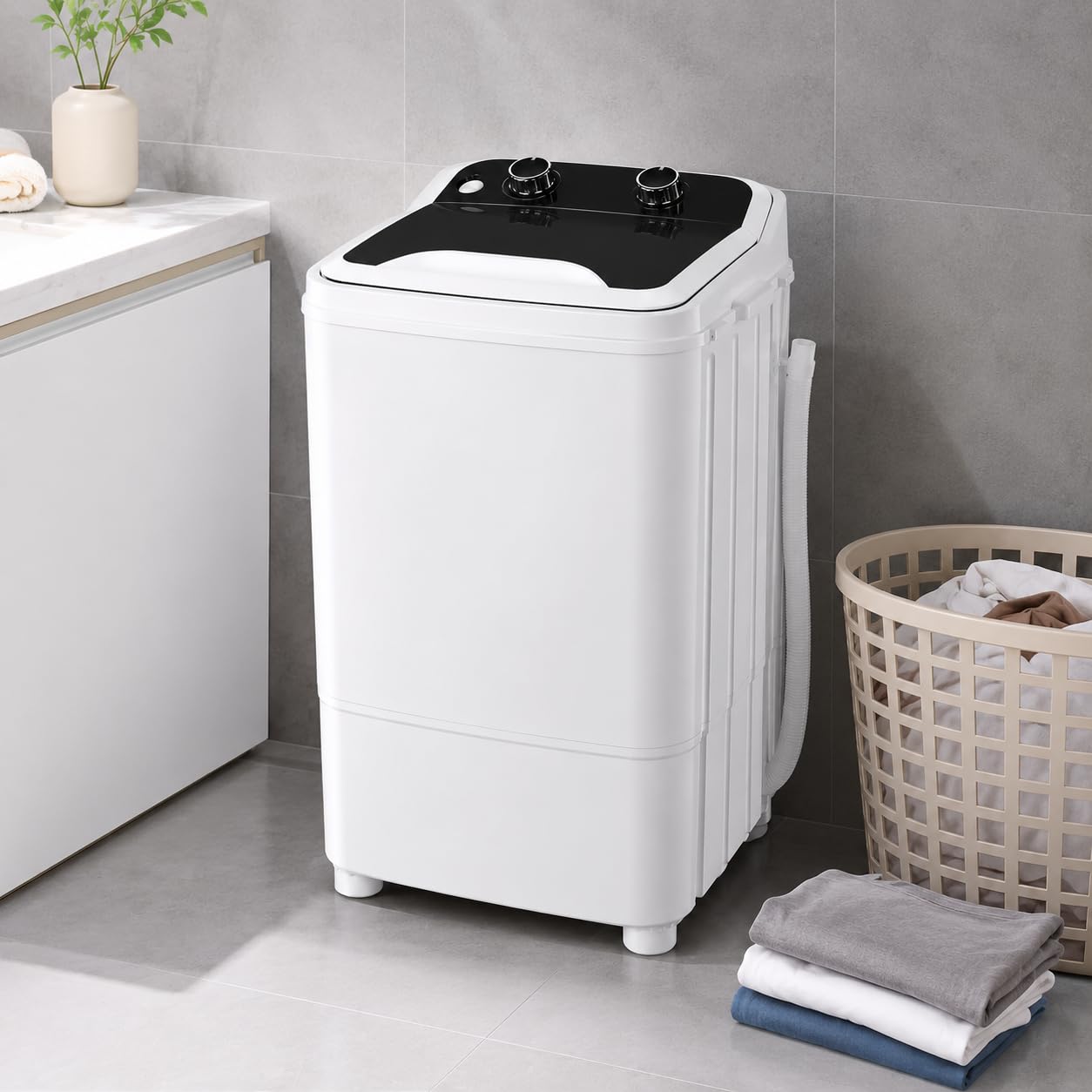 Lavadora portátil de 7 kg con bomba de drenaje, 400 W