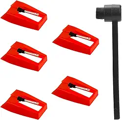 5 agulhas para toca-discos, reposição para toca-discos com escova de limpeza para toca-discos Victrola, 1byone, Crosley, ION, Jensen LP, toca-discos de vinil