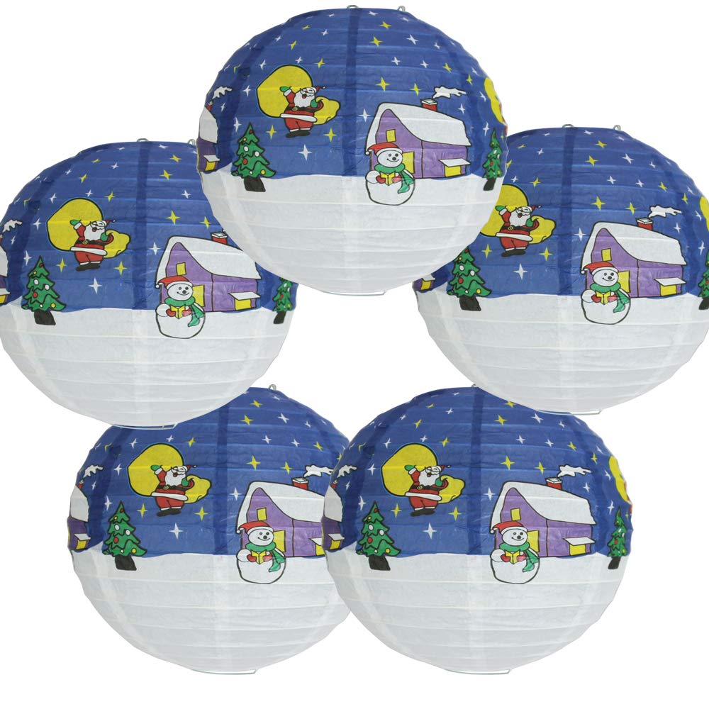 Time To Sparkle Xmas 5 Pack Tissue Paper Round Lanterns Lampshade Lamp Shade Christmas Birthday Party Decoration | 8"(20Cm) |