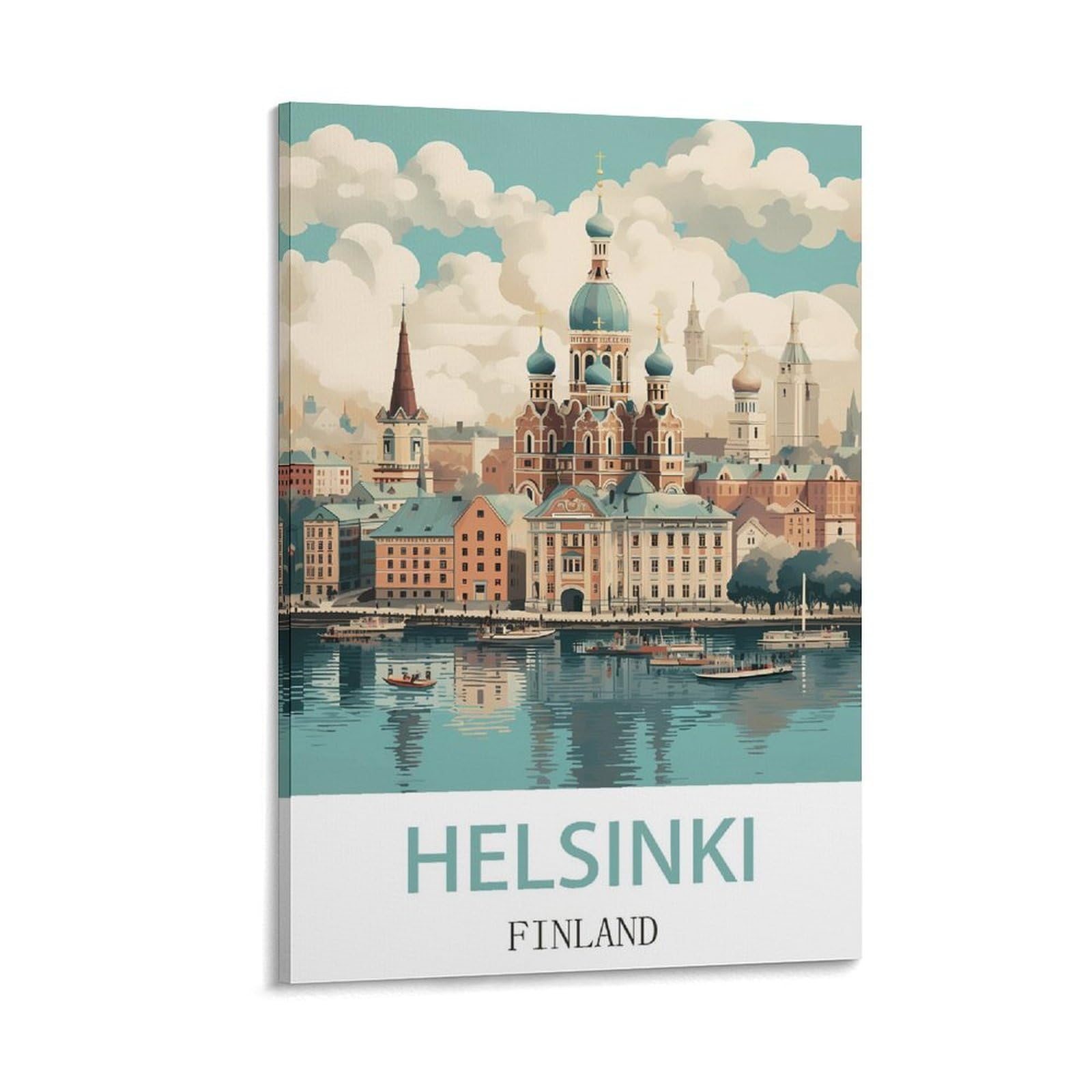 Helsinki Finland Vintage Travel Poster 08x12inch(20x30cm) Canvas Prints Wall Art Paintings for Home Office Living Room Decor
