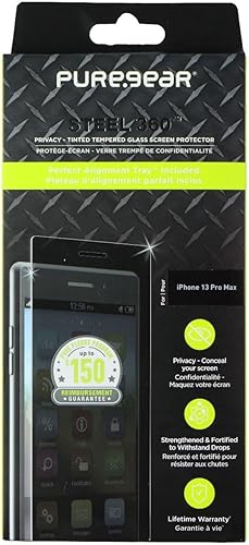 PureGear Steel 360 - Protector de cristal de privacidad para Apple iPhone 13 Pro Max, tintado