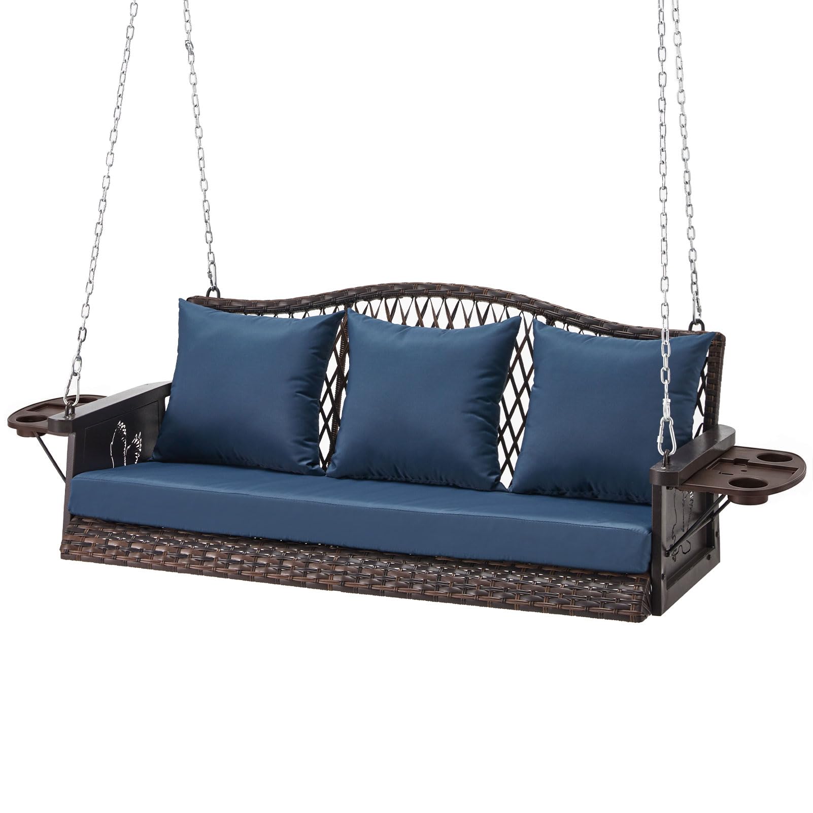 Upgraded Wicker Hanging Porch Swing