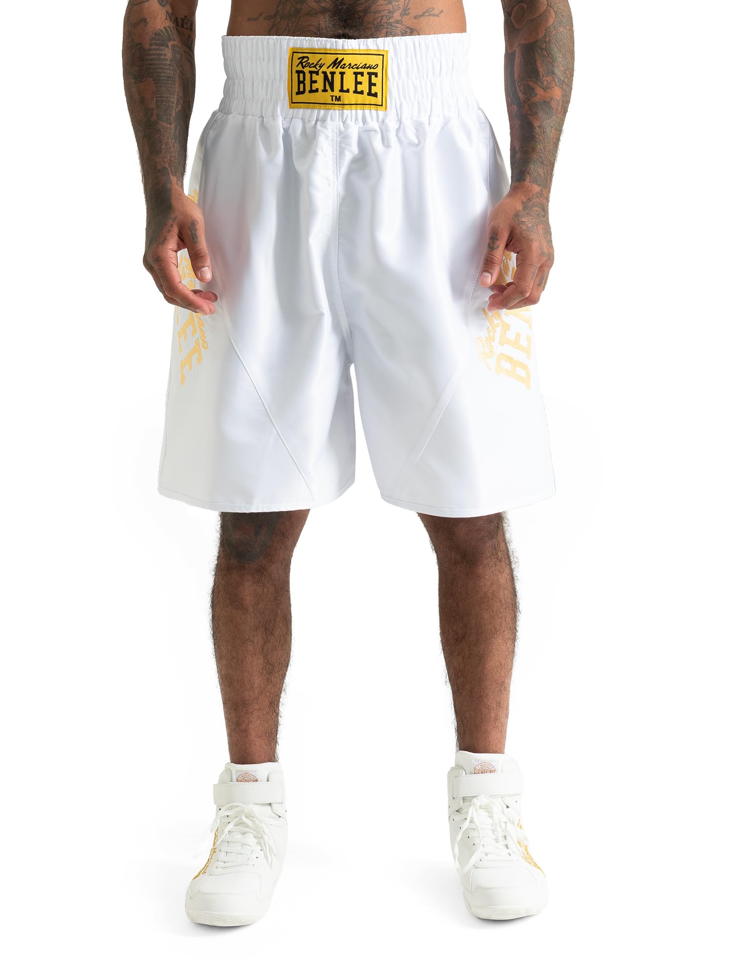 BENLEE Rocky Marciano Herren Boxhose Bonaventure | Lockere Mid-Rise-Passform, Seitenschlitze für Bewegungsfreiheit, Schlupfform, Logodetails, ideal für Sparring & Boxwettkämpfe