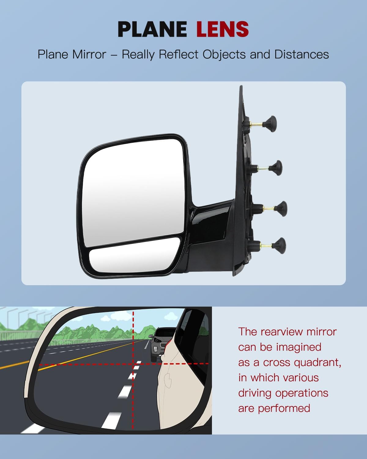 cciyu Exterior Driver And Passenger Side Mirrors With Manual Adjustment Manual Fold Non-heated Puddle Light Fit For 2002-2008 For Ford E150 Van E250 Van For Ford E350 Van E450 Van E550 Van