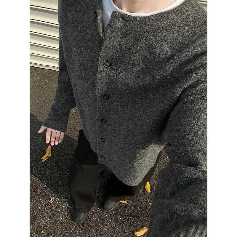 Men's Long Sleeve Cardigan Sweater Button Down Knit Loose Fit Cardigan Open Front Casual Sweater3