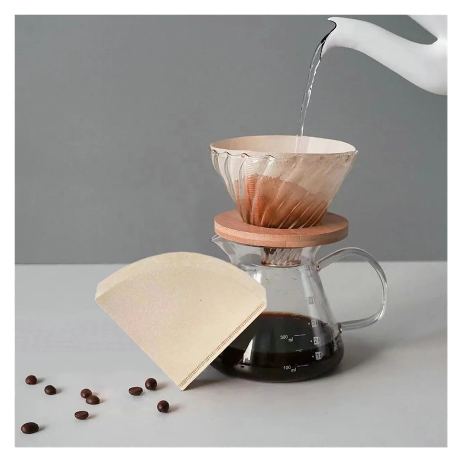 Lot de 500 à 1000 filtres à café en papier en forme de V, cône en pâte de bois, passoire à café, sac, infuseur à thé expresso, accessoires(White500pcs,V02(2-4 servings))